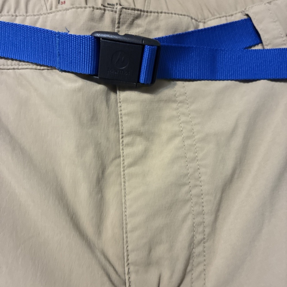 Marmot Arch Rock Shorts Belted 9" Inseam Hiking Flat Front Nylon Tan Men's 38 - Picture 3 of 6